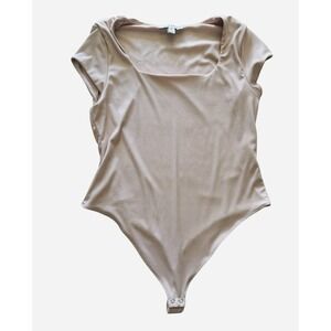 AND NOW THIS Women's One Piece Bodysuit PINK XL Solid Cap Sleeve
